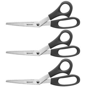 New Westcott All Purpose Value Scissors, 8" Bent, Pack of 3, Black
